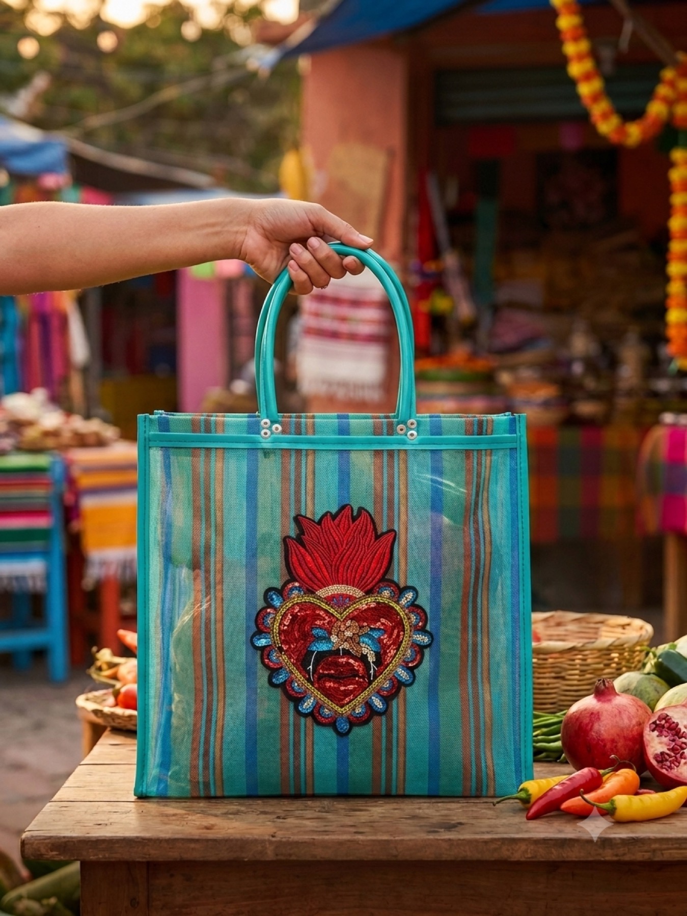 Bolsa Mercado · Parche Corazón Sagrado
