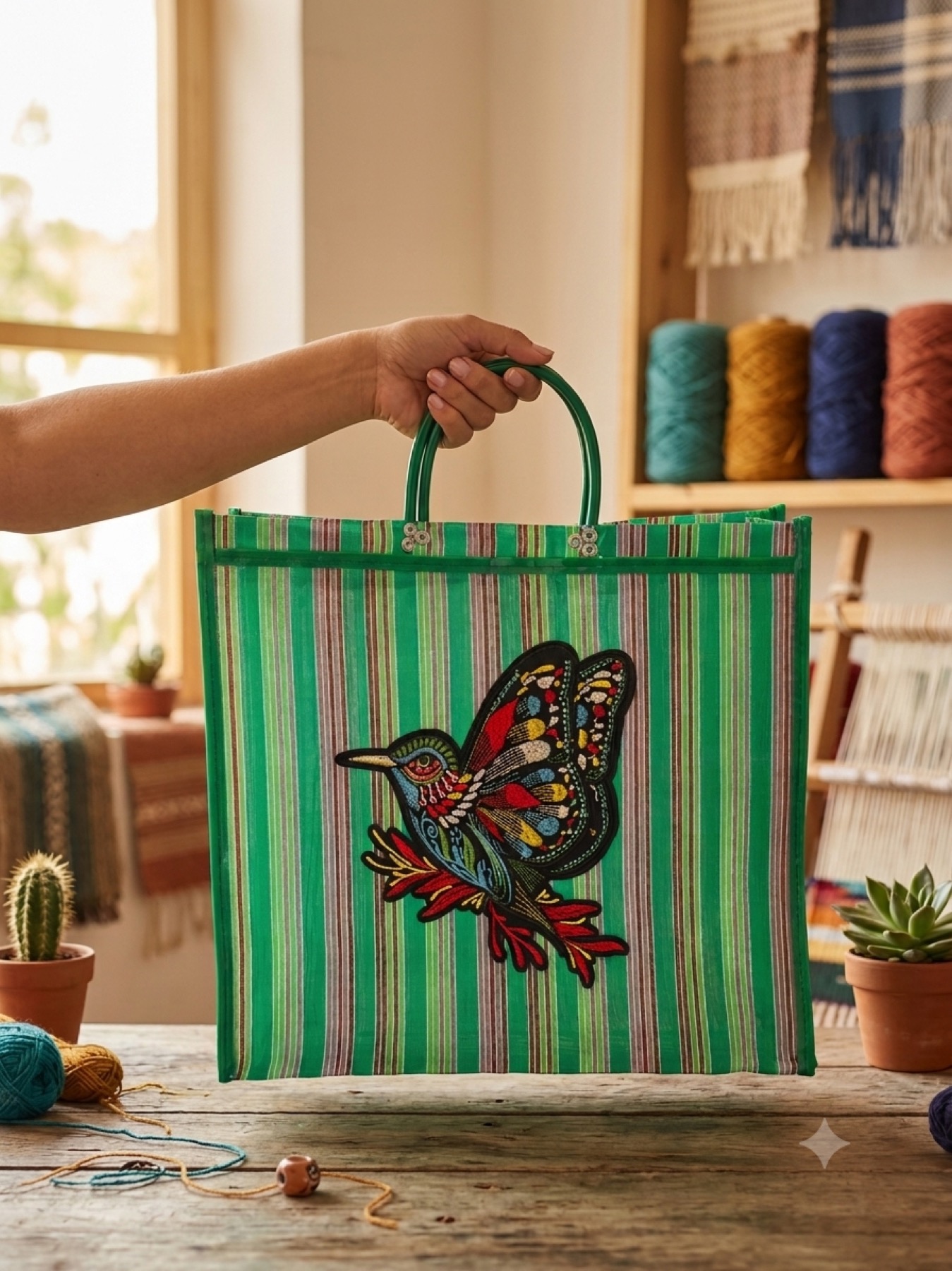 Bolsa Mercado · Parche Colibrí