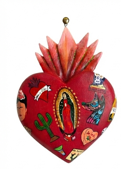 CORAZON MILAGRITO MADERA GRANDE — Artesanías de madera hechas en Oaxaca