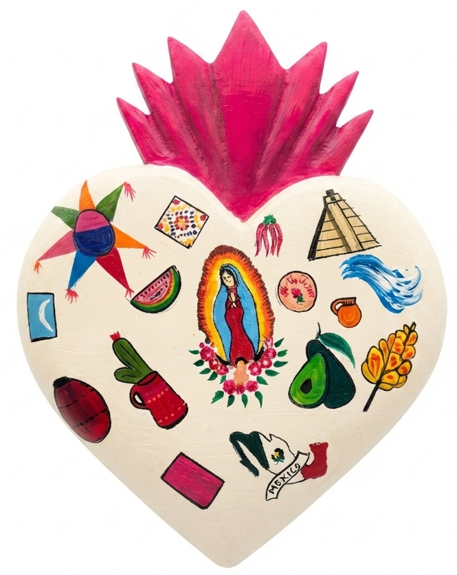 CORAZON MILAGRITO MADERA GRANDE — Artesanías de madera hechas en Oaxaca